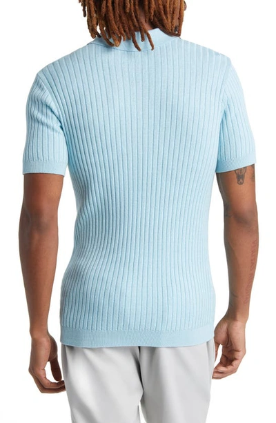 Shop Topman Rib Polo Sweater In Light Blue