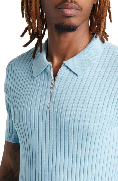 Shop Topman Rib Polo Sweater In Light Blue