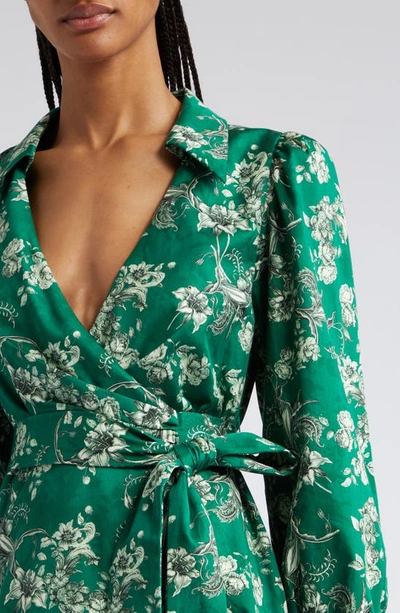 Shop Alice And Olivia Alisa Floral Print Long Sleeve Wrap Dress In Central Park