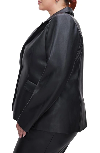 Shop Good American Sculpted Faux Leather Blazer In Black001