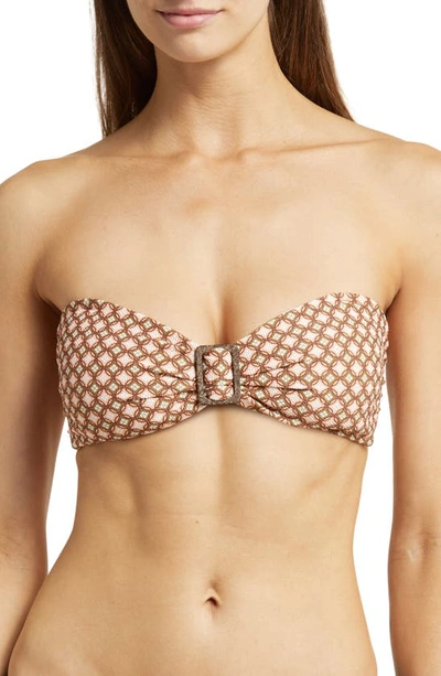 Maaji Mosaico Ashlyn Strapless Reversible Bikini Top In Brown