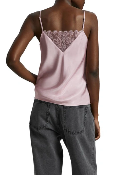 & Other Stories Lace Trim Satin Camisole In Pink