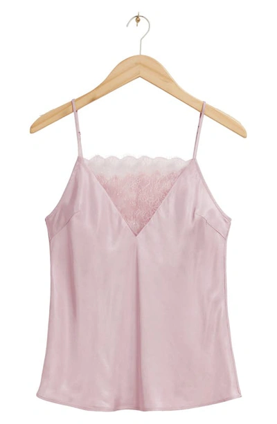 & Other Stories Lace Trim Satin Camisole In Pink