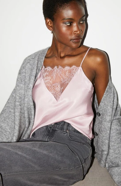 & Other Stories Lace Trim Satin Camisole In Pink