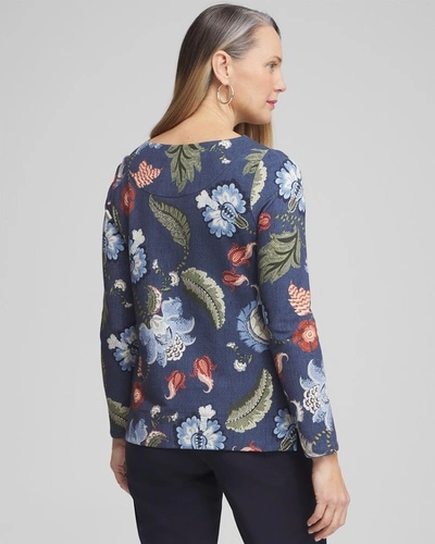 Shop Chico's Floral Pullover Top In Navy Blue Size 0/2 |  Zenergy