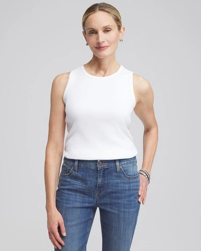 Chico's Ribbed High Neck Tank In White