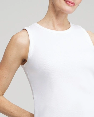 Chico's Ribbed High Neck Tank In White