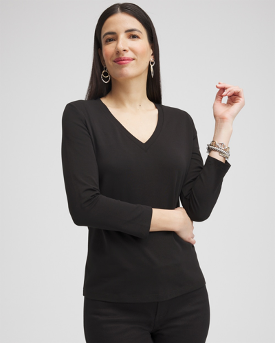 Chico's 3/4 Sleeve Perfect Tee In Black Size 16/18 |  In Black