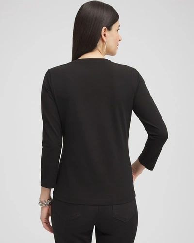 Chico's 3/4 Sleeve Perfect Tee In Black Size 16/18 |  In Black