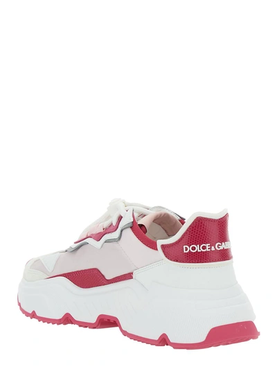 Shop Dolce & Gabbana 'daymaster' Sneaker With Logo In Leather Blend Woman In Pink