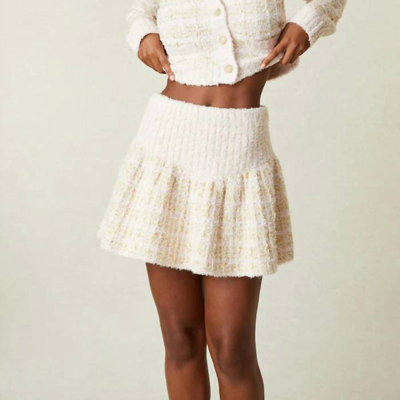 Shop Loveshackfancy Bibi Tweed Mini Skirt In White