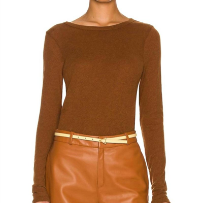 Shop Enza Costa Cashmere L/s Easy Crew In Brown