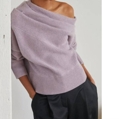 Shop Naadam Asymmetrical Draped Sweater In Purple