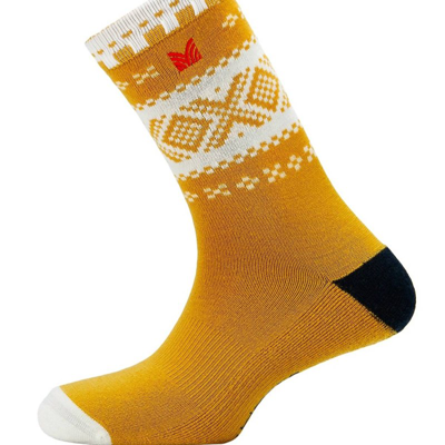 Shop Dale Of Norway Cortina Crew Socks In Yellow