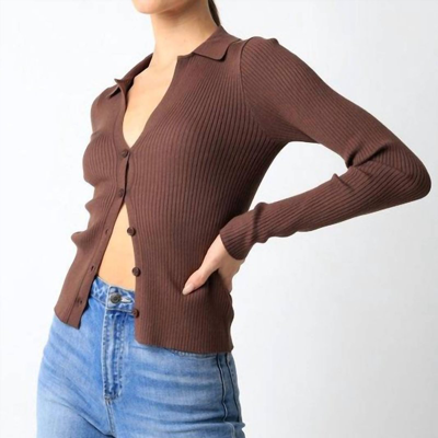 Shop Olivaceous Alexa Cardigan In Brown