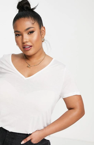 Asos Design Curve Relaxed V-neck T-shirt In White