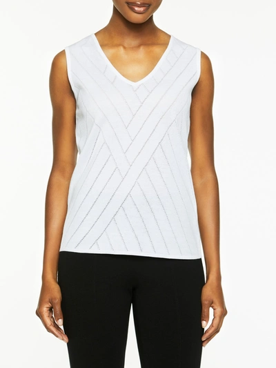 Shop Misook Directional Burnout Stripe Knit Tank Top In White