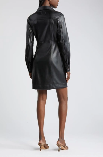 Shop Rails Ruby Long Sleeve Faux Leather Shirtdress In Black