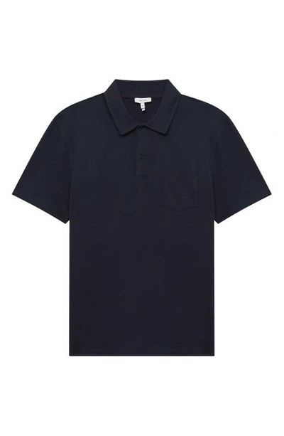 Reiss Mens Blinker Patch-pocket Short-sleeve Stretch-knit Polo Navy Xl In Navy