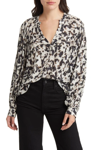 Shop Rails Fable Abstract Print Popover Blouse In Blurred Cheetah