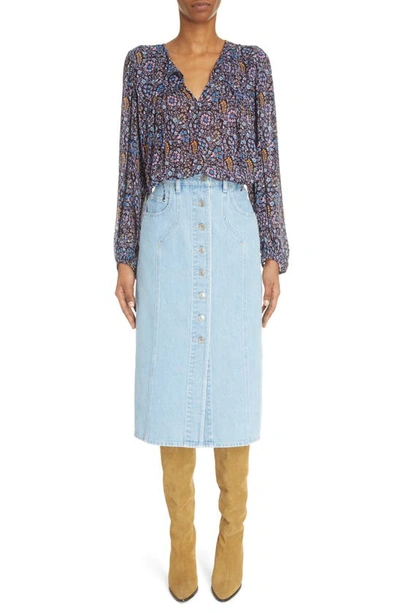 Shop Isabel Marant Étoile Daytonea Floral Balloon Sleeve Blouse In Midnight