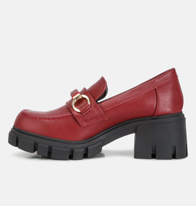 Shop Rag & Co Evangeline Chunky Platform Loafers In Burgundy In Red