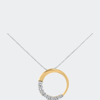 Shop Haus Of Brilliance 14k Gold 1/4 Cttw Round-cut Graduating Diamond Open Circle Hoop 18 Inch Pendant Necklace In Yellow
