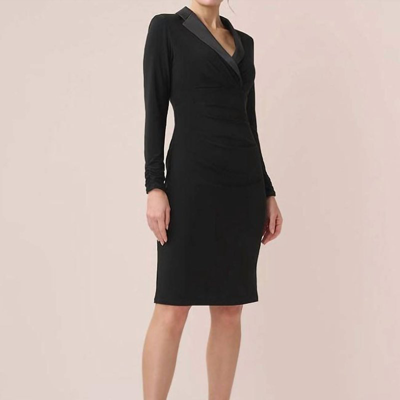Shop Adrianna Papell Jersey & Satin Tuxedo Dress In Black