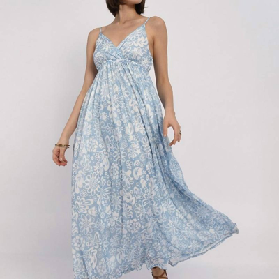 Shop Molly Bracken Maxi Printed Dress In Blue
