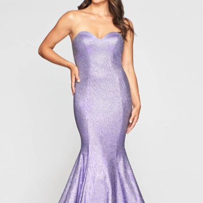 Shop Faviana Metallic Strapless Gown In Purple