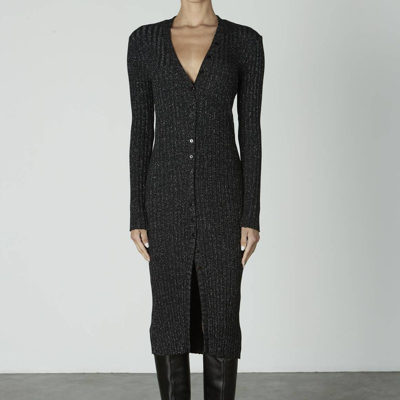 Shop Enza Costa Lurex Sweater Rib Cardigan Midi Dress In Black