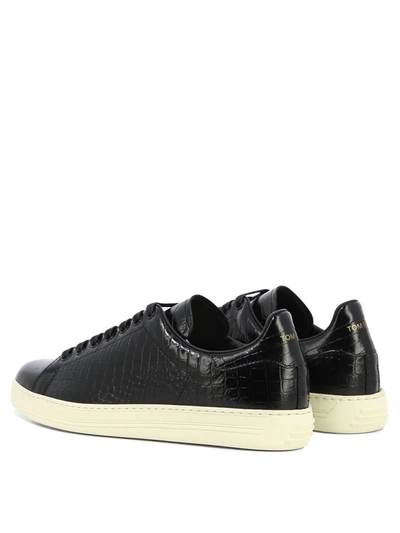 Shop Tom Ford Croc-print Sneakers In Black
