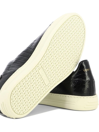 Shop Tom Ford Croc-print Sneakers In Black