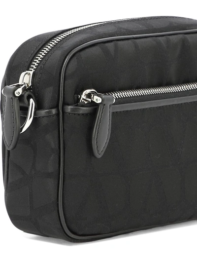 Shop Valentino Garavani Crossbody Bag In Toile Iconographe Technical Fabric In Black