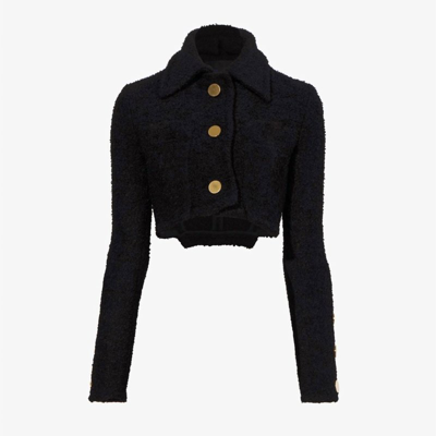 Shop Proenza Schouler Women's Boucle Tweed Crop Jacket In Black