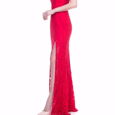 Shop Maniju Red Lace Long Dress