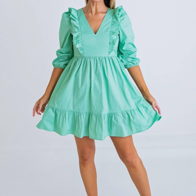 Shop Karlie Poplin Ruffle Tier Dress In Green