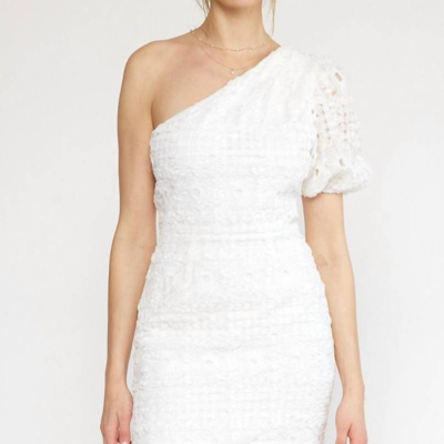 Shop Entro One Shoulder Embellished Dress In White