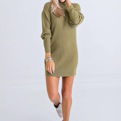 Shop Karlie Rib Mock Sweater Dress In Green