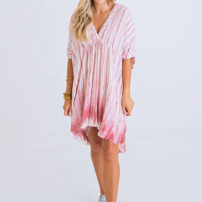 Shop Karlie Tie Dye V Neck Dress In Pink