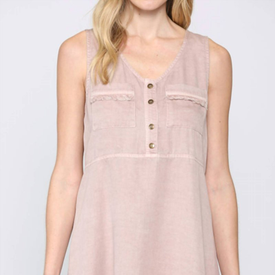 Shop Fate Washed Sleeveless Tencel Dress In Pink
