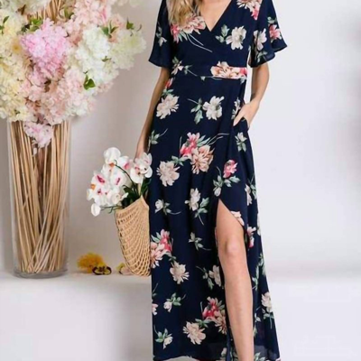 Shop Davi & Dani Floral Wrap Maxi Dress In Black