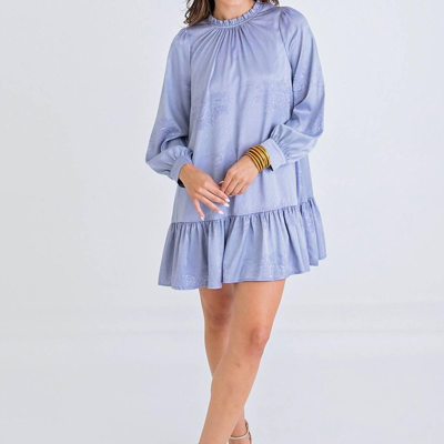 Shop Karlie Floral Ruffle Bottom Dress In Blue