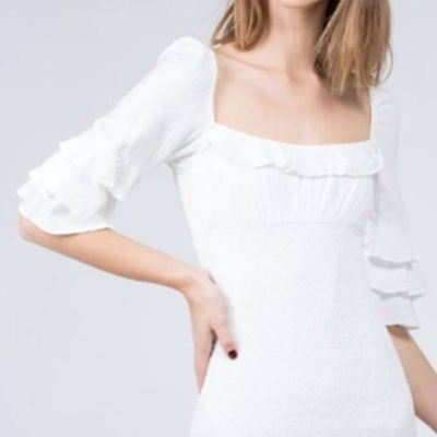 Shop Fanco Multi Ruffle Elastic Shirred Mini Dress In White