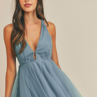 Shop Mable Blue Tulle Mini Dress