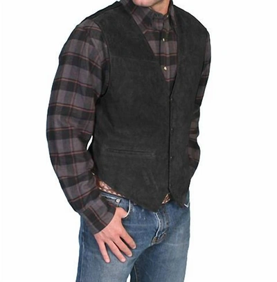 Shop Scully Boar Suede Snap Front Vest In Black