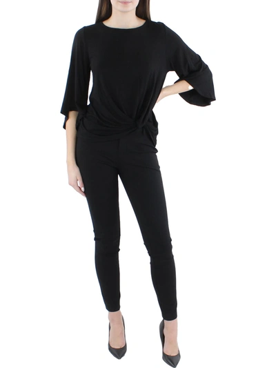 Shop Karen Kane Womens Flare Sleeve Twist Front Pullover Top In Black