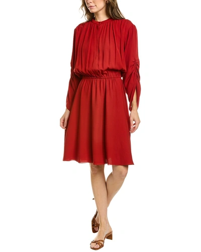 Shop Ferragamo Silk Mini Dress In Red