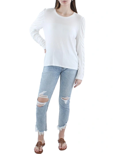 Shop Veronica Beard Delara Womens Ribbed Knit Crewneck Pullover Top In White
