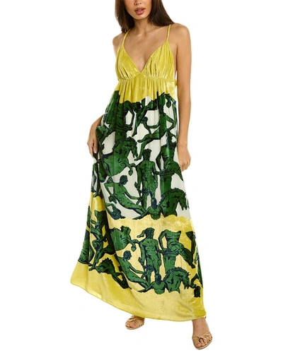 Shop Ferragamo Silk-blend Maxi Dress In Beige